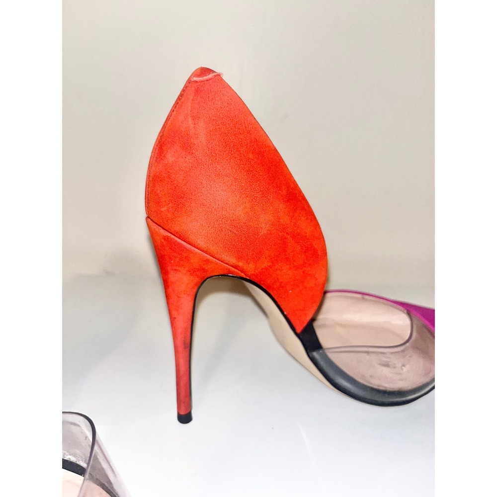 ALDO Nydelaclya‎ Pink Orange Suede Heel Pumps Stiletto Clear Inlay | Women's 6.5 - Picture 7 of 13